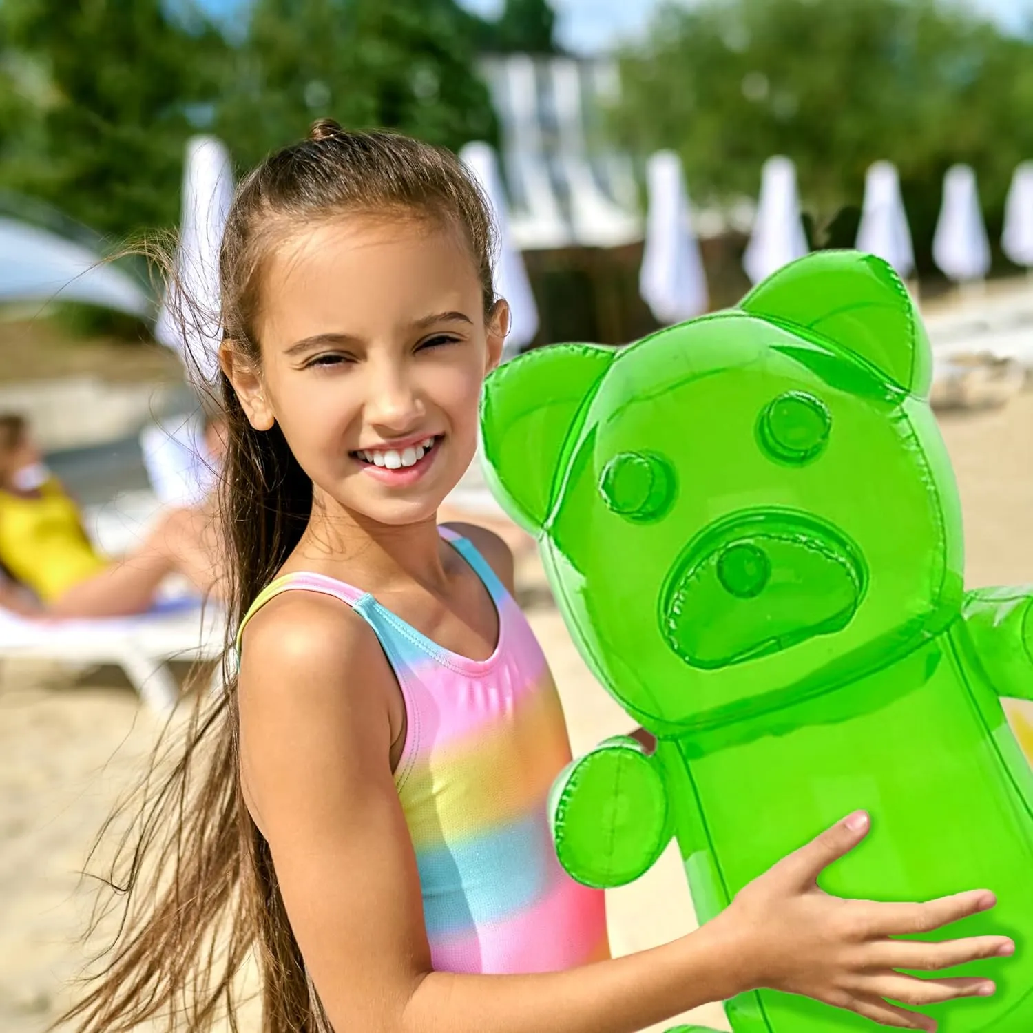 4E's Novelty Inflatable Gummy Bears Huge 24" - Great for Party Decorations, Unique Blow Up Pool Toys for Kids, Candyland Themed Birthday Party Decorations Supplies - Pack of 6