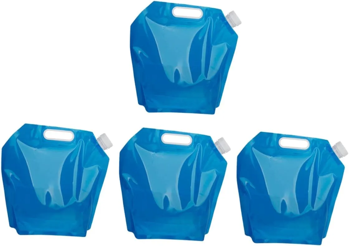 4Pcs Collapsible Outdoor Water Bag Portable Large Capacity Water Carrier for Camping Hiking and Travel Space Saving Foldable Water Tank Blue