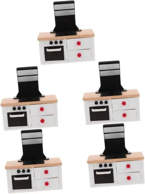 4pcs Miniature Cooking Bench Set Wood Material Dollhouse Accessory Mini House Decor