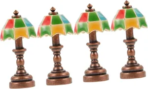 4pcs Miniature Dollhouse Table Lamp Decorative Desk Light for Dollhouse Decor Realistic Design Compact Stable Base for Miniature House Accessories