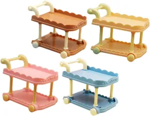 4Pcs Miniature Kitchen Cart Models Delicate Doll House Decor Realistic Tiny Cart Design for Modern Dollhouse Accessories for DIY Projects and