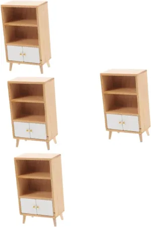 4pcs Miniature Wooden Bookshelf Model Dollhouse Furniture Display Compact Lightweight Design for Miniature Rooms Creative Decor for Boys and Girls Special Occasions