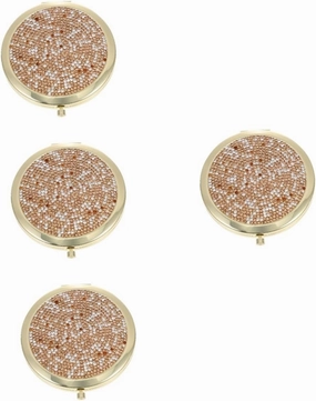 4pcs Makeup Mirror Small Hand held Mirror Magnifying Mirror Chic Mirror Mini Foldable Mirror Barber Mirror Crystal Make up Mirror Girl Gift Female Gift Pocket Metal Travel Cosmetic