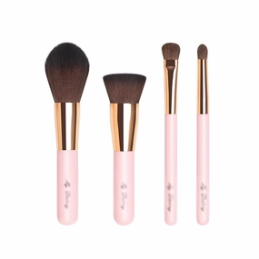 4pcs Portable Pink Makeup Brushes Set With Bag Make Up Brush Kit
