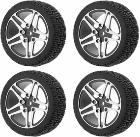 4pcs RC Wheels and Tires Set,70MM Alloy Wheel Hub Rubber Tires Model Car Accessories for 94122 94123 TT01 WF06 1:10 RC Car Crawler 5 Colors Toys and Games (Black)