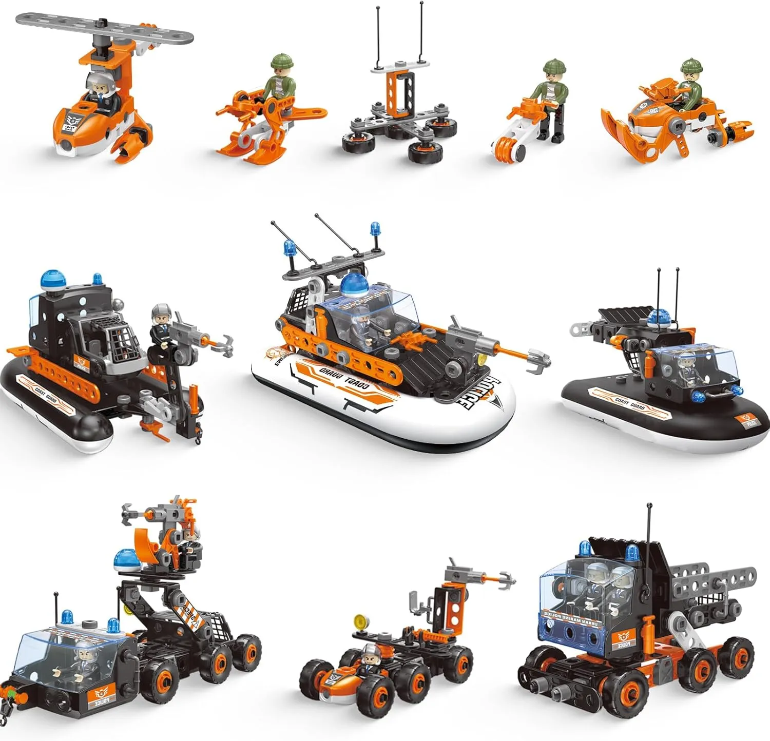 5-in-1 STEM Building Toys for 4 5 6 7 8  Year Old Boys & Girls – 172 PCS Educational Motorboat & Airboat Construction Set – Learning Toys Birthday Gift for Kids Ages 4-8