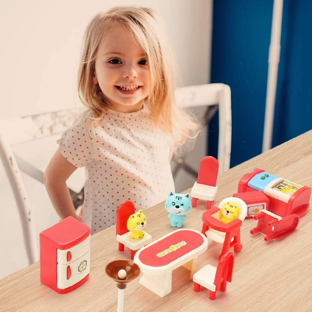 50 Pack Kids Little Dollhouse Furniture Toys House Big Dreams for Baby Children Girls Boys Age 3 