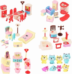 50 Pack Kids Little Dollhouse Furniture Toys House Big Dreams for Baby Children Girls Boys Age 3 
