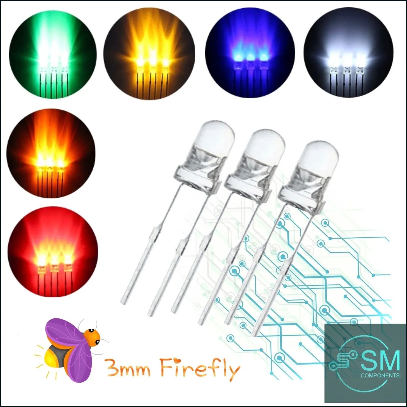 50PCS 3mm LED Flashing Breathing Fading Firefly Led Red Yellow Blue Green Etc