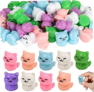 50Pcs Mini Resin Cats, Colorful Cute Tiny Cat Figurines, 0.8x1 Inch Mini Resin Animals for Micro Landscape Dollhouse Fairy Garden Decor