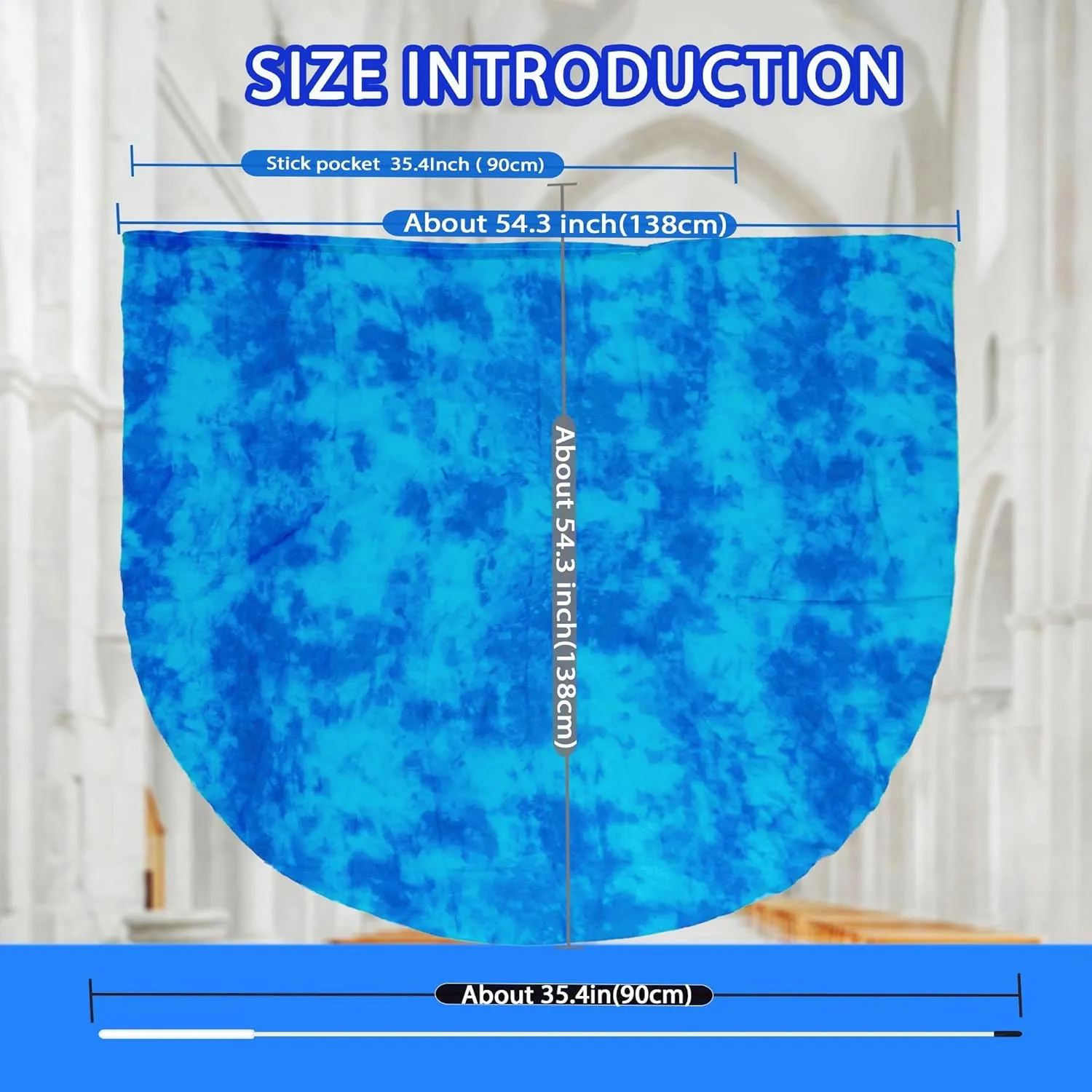 54"x54" Worship Flags for Dance Church, Praise Dance Flags for Worship, Silk-like Chiffon Flag with Flexible Rods & Storage Bag, Set of 2, Navy-Blue