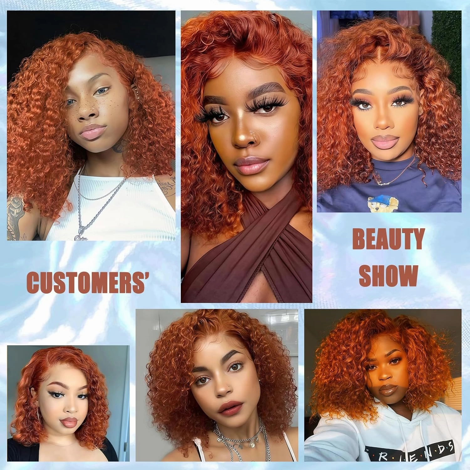 5×5 Closure Bob Wig Human Hair Glueless Wigs Human Hair Pre Plucked Pre Cut Short Curly Wig Water Wave Middle Part 350# Ginger for Women Wigs for Black Women 12Inch