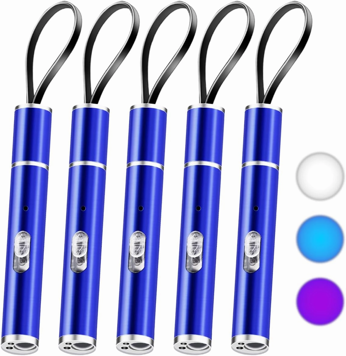 5 Pcs Rechargeable Pen Light Flashlight - 3 Modes Pocket Flashlight with UV Black Light and Blue Light for Repair Nurse Outdoor Work, 395nm UV Mini Flash Lights