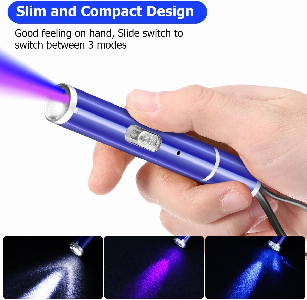 5 Pcs Rechargeable Pen Light Flashlight - 3 Modes Pocket Flashlight with UV Black Light and Blue Light for Repair Nurse Outdoor Work, 395nm UV Mini Flash Lights