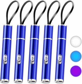 5 Pcs Rechargeable Pen Light Flashlight - 3 Modes Pocket Flashlight with UV Black Light and Blue Light for Repair Nurse Outdoor Work, 395nm UV Mini Flash Lights