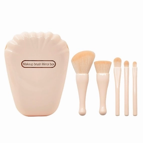 5 Pieces Of Makeup Brush Set Portable Plastic Handle Powder Blusher Brush Eye Beauty Tools Flat Makeup Brush(Color:White)(One Size,D)