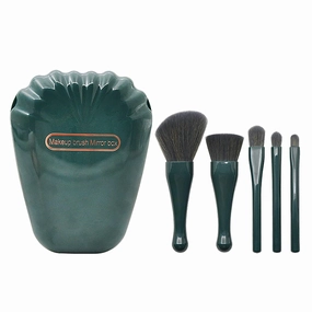 5 Pieces Of Shell Mirror Makeup Brush Set Portable Plastic Handle Powder Blusher Brush Eye Beauty Tools (Color : C, Size : One Size)