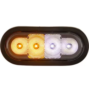 6 Inch Oval Recessed LED Strobe with Quad Flash - Half Amber - Half Clear Leds