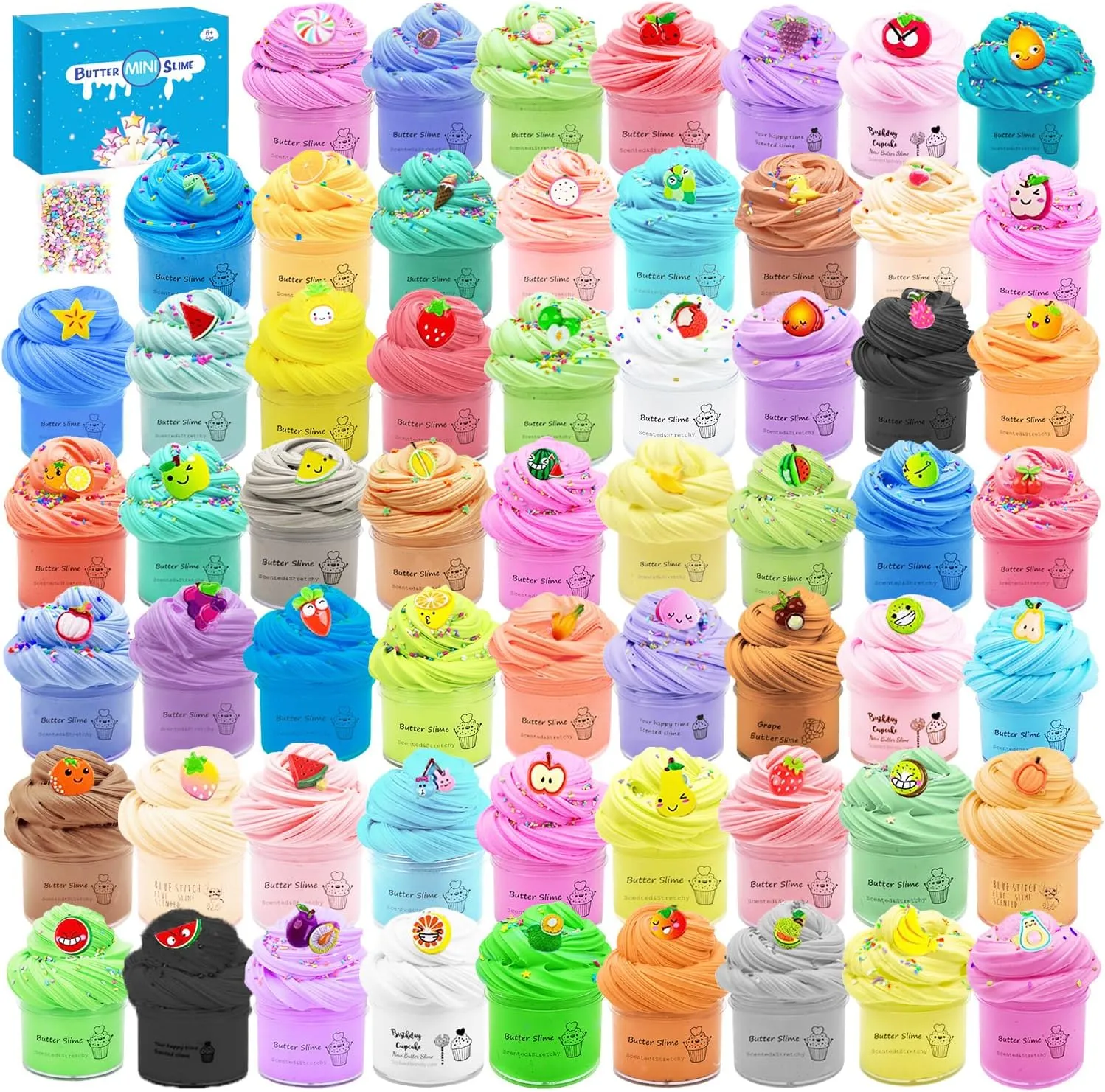 60pack Mini Butter Slime Kit, Party Favor Gifts Slime Stress Relief Toy Scented Sludge Toy for Kids，Birthday Gifts, School Prizes