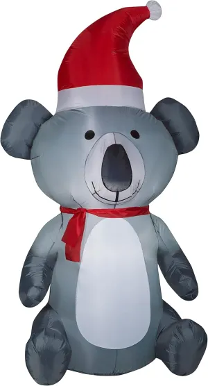 6.5' Gemmy Airblown Inflatable Christmas Koala Bear Wearing Santa Hat