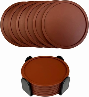 6 Pieces Silicone Coasters, Cup Coasters for Drinks, Heat Resistant Glass Cushion, Coffee Coaster for Table, Desk, Kitchen, Office, Bar Furniture Protection, Hot Cup Mat (Brown)