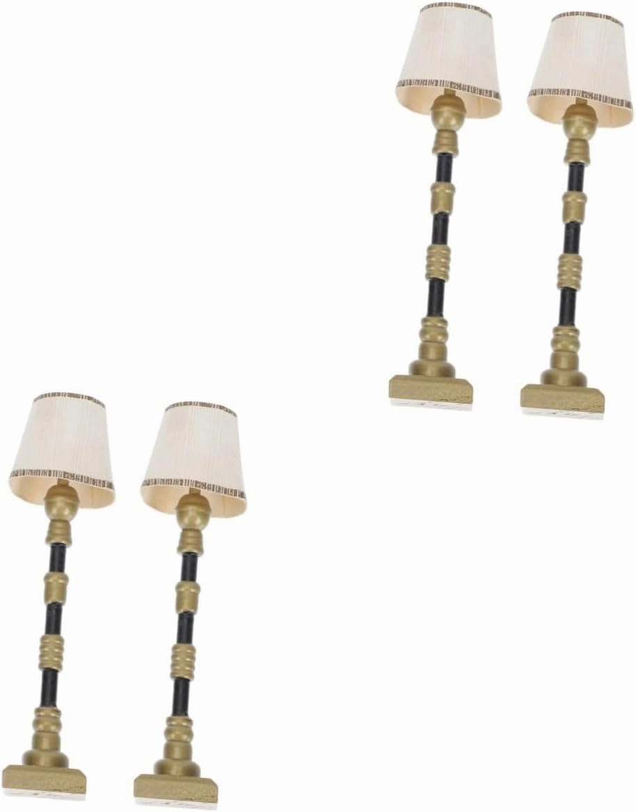 6pcs Miniature Delicate Floor Lamps for Dollhouse Decor Led Ground Lights Material Compact Design Mini House Landscape Accessories