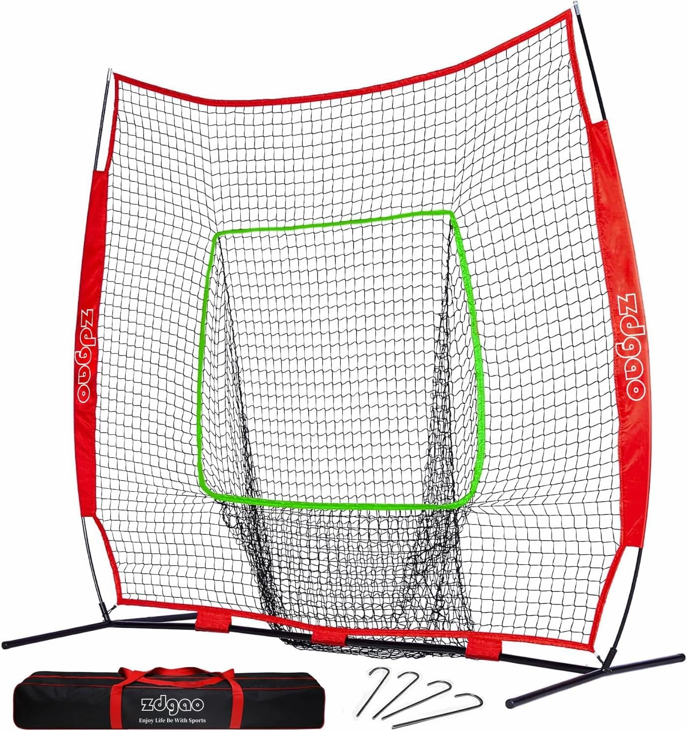 7×7ft Baseball Softball Practice Net- Portable Baseball Net for Batting, Hitting, Pitching Come with Carry Bag, Training for Players of Any Skill Level - Easy Setup