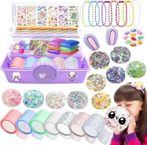 7Pack Nano Tape Bubble Kit for Kids with Purple Box – DIY Squishy Maker Making Set, Double Sided Adhesive Elastic Bubbles, Fidget Sensory Toys for Boys & Girls, Party Favors & Craft Activities