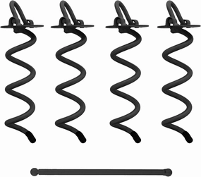 7Penn Spiral Ground Anchors - 8 Inch Tent Stakes Heavy Duty Ground Screw Anchor Twist Stakes, 4 Pack