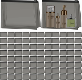 80 Pack Mini Clear Makeup Bag Organizer Cosmetic Zipper Pouch Small Travel Pouches for Toiletries Transparent EVA Reusable Wash Bags Waterproof Plastic Black Clear Gift Bags Bulk, 7.9” x 5.9” x 2”
