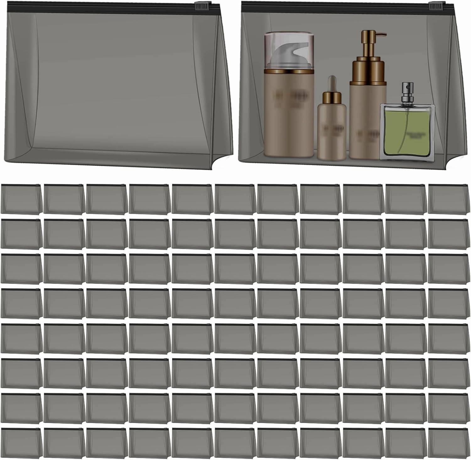 80 Pack Mini Clear Makeup Bag Organizer Cosmetic Zipper Pouch Small Travel Pouches for Toiletries Transparent EVA Reusable Wash Bags Waterproof Plastic Black Clear Gift Bags Bulk, 7.9” x 5.9” x 2”