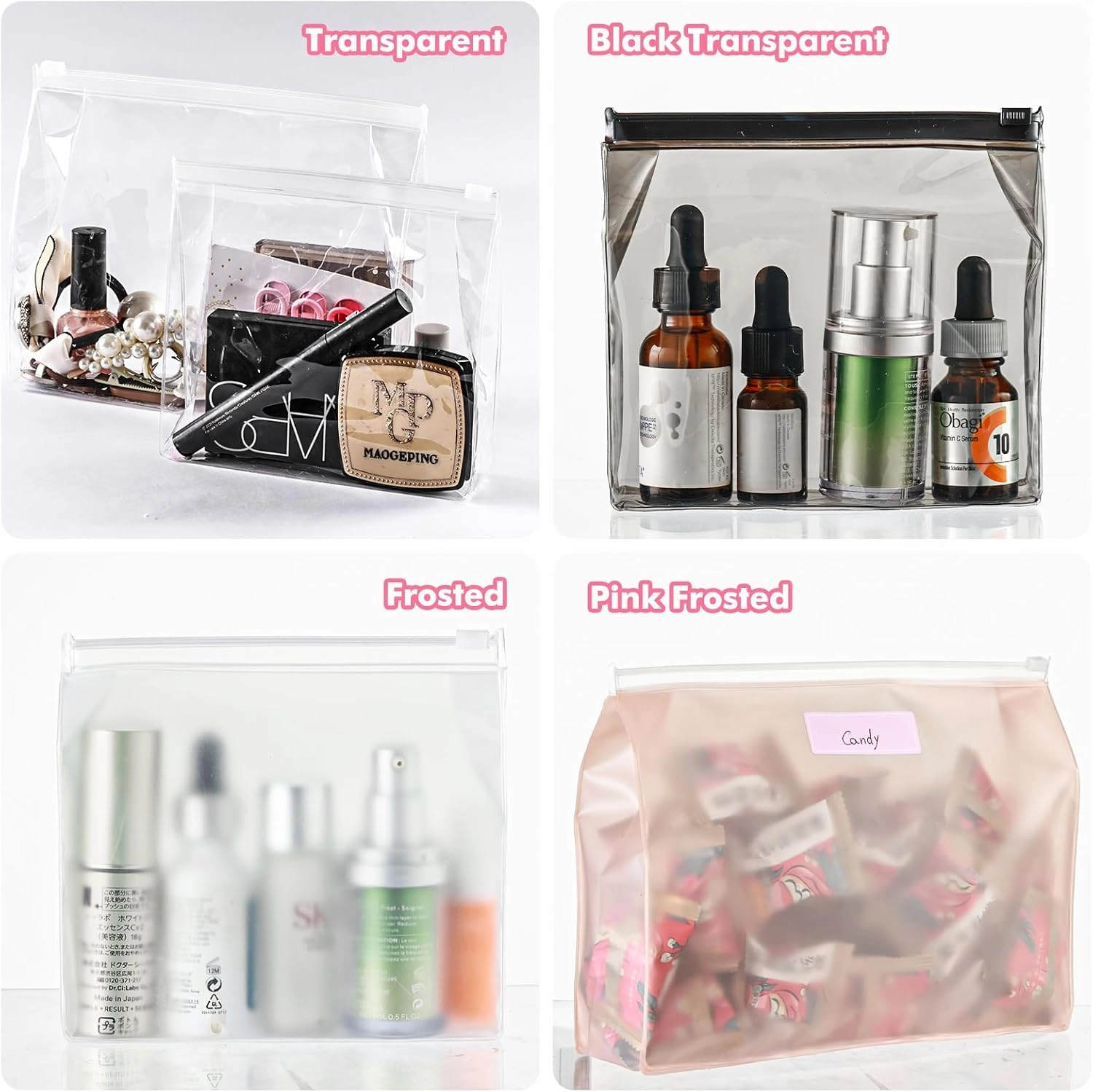 80 Pack Mini Clear Makeup Bag Organizer Cosmetic Zipper Pouch Small Travel Pouches for Toiletries Transparent EVA Reusable Wash Bags Waterproof Plastic Clear Gift Bags Bulk, 5.9” x 5.1” x 1.45”