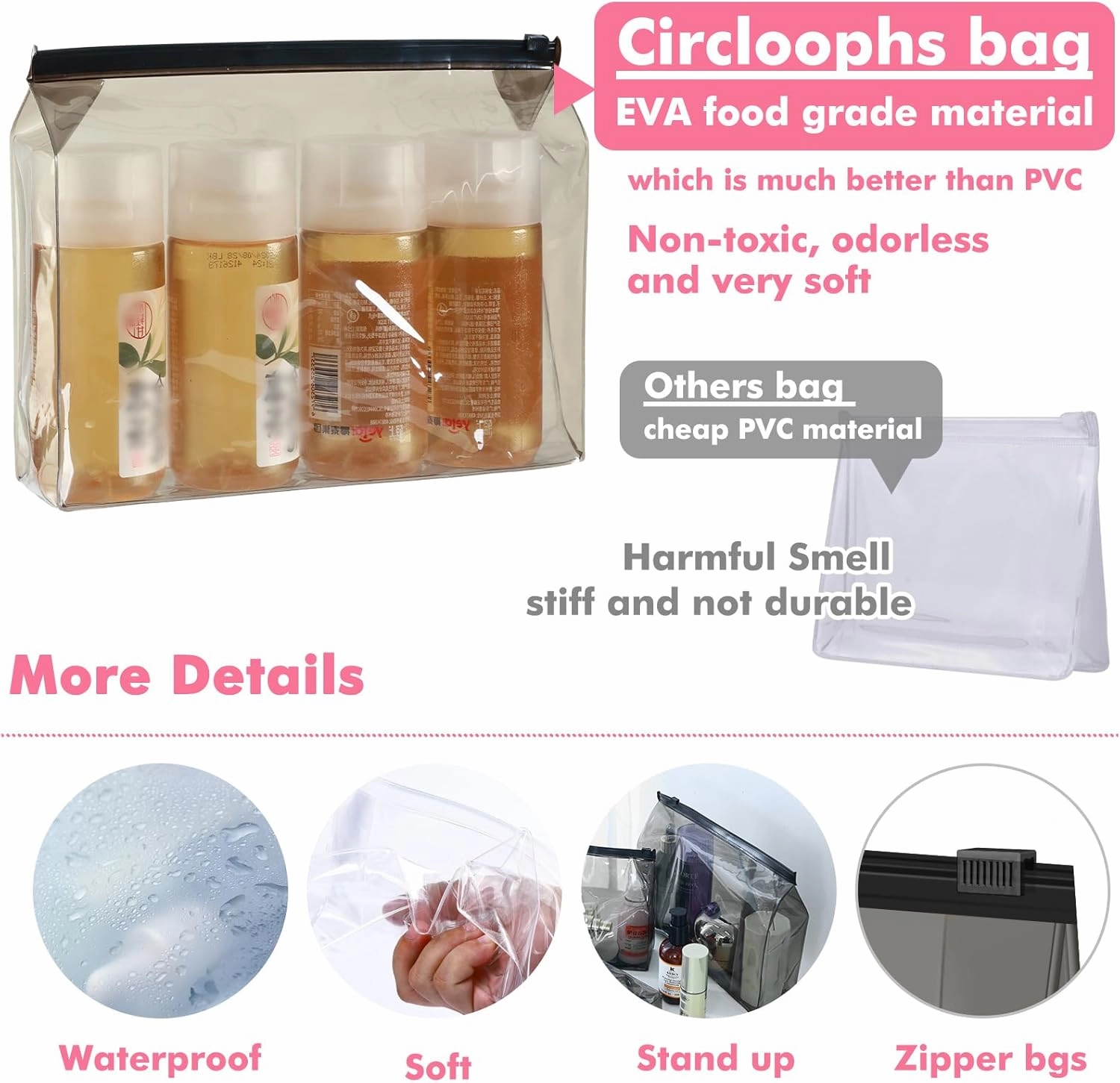 80 Pack Mini Clear Makeup Bag Organizer Cosmetic Zipper Pouch Small Travel Pouches for Toiletries Transparent EVA Reusable Wash Bags Waterproof Plastic Clear Gift Bags Bulk, 5.9” x 5.1” x 1.45”