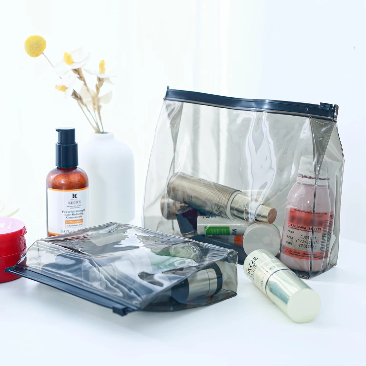 80 Pack Mini Clear Makeup Bag Organizer Cosmetic Zipper Pouch Small Travel Pouches for Toiletries Transparent EVA Reusable Wash Bags Waterproof Plastic Clear Gift Bags Bulk, 5.9” x 5.1” x 1.45”