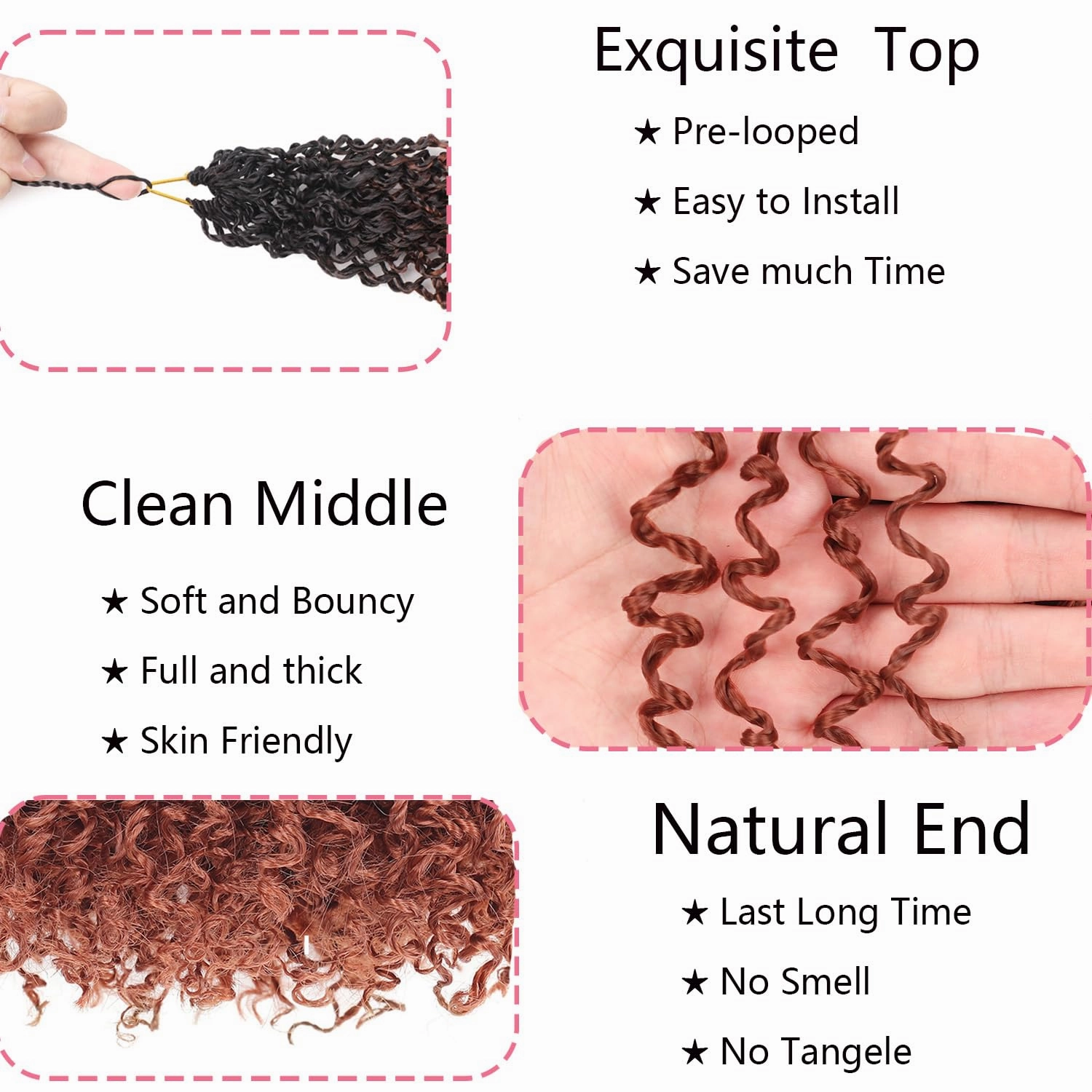 8 Inch Copper Red Pre Looped Yanky Twist Braiding Hair with Curls Fluffy Marlybob Crochet Hair Pre Twisted Short Passion Twist Crochet Braids Synthetic Hair Extensions for Women 350#/9pack