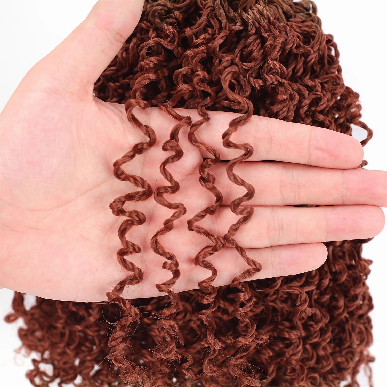 8 Inch Copper Red Pre Looped Yanky Twist Braiding Hair with Curls Fluffy Marlybob Crochet Hair Pre Twisted Short Passion Twist Crochet Braids Synthetic Hair Extensions for Women 350#/9pack