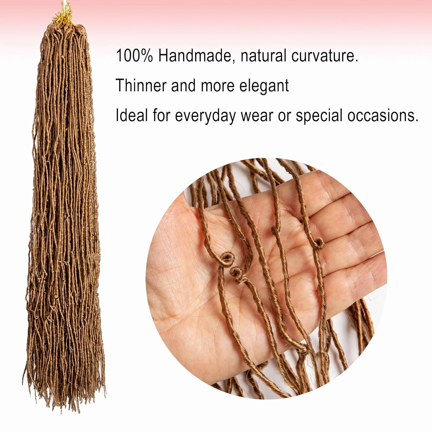 8 Pack Pre-Looped Micro Locs Super Lightweight Mini Fuax Locs Crochet Hair Sisterlocks Synthetic braids Dreadlock Extensions (27#, 18 Inch)