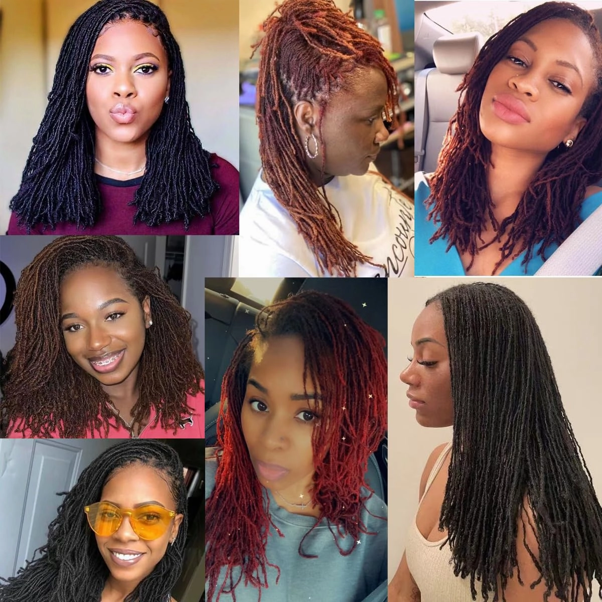 8 Pack Pre-Looped Micro Locs Super Lightweight Mini Fuax Locs Crochet Hair Sisterlocks Synthetic braids Dreadlock Extensions (27#, 18 Inch)