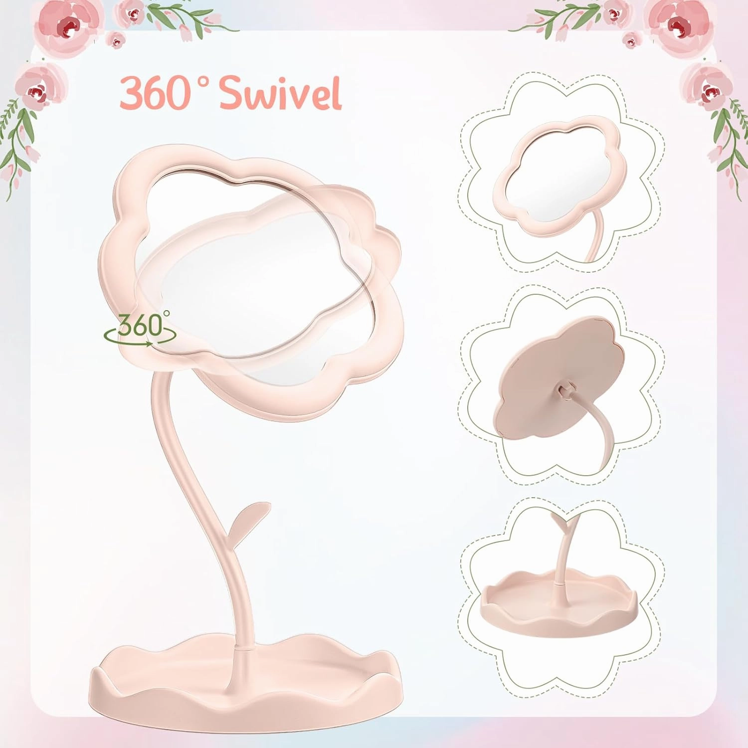 8 Pcs Flower Shaped Mirror Spa Party Makeup Mirror Sleepover Party Favor for Spa Sleepover Slumber Birthday