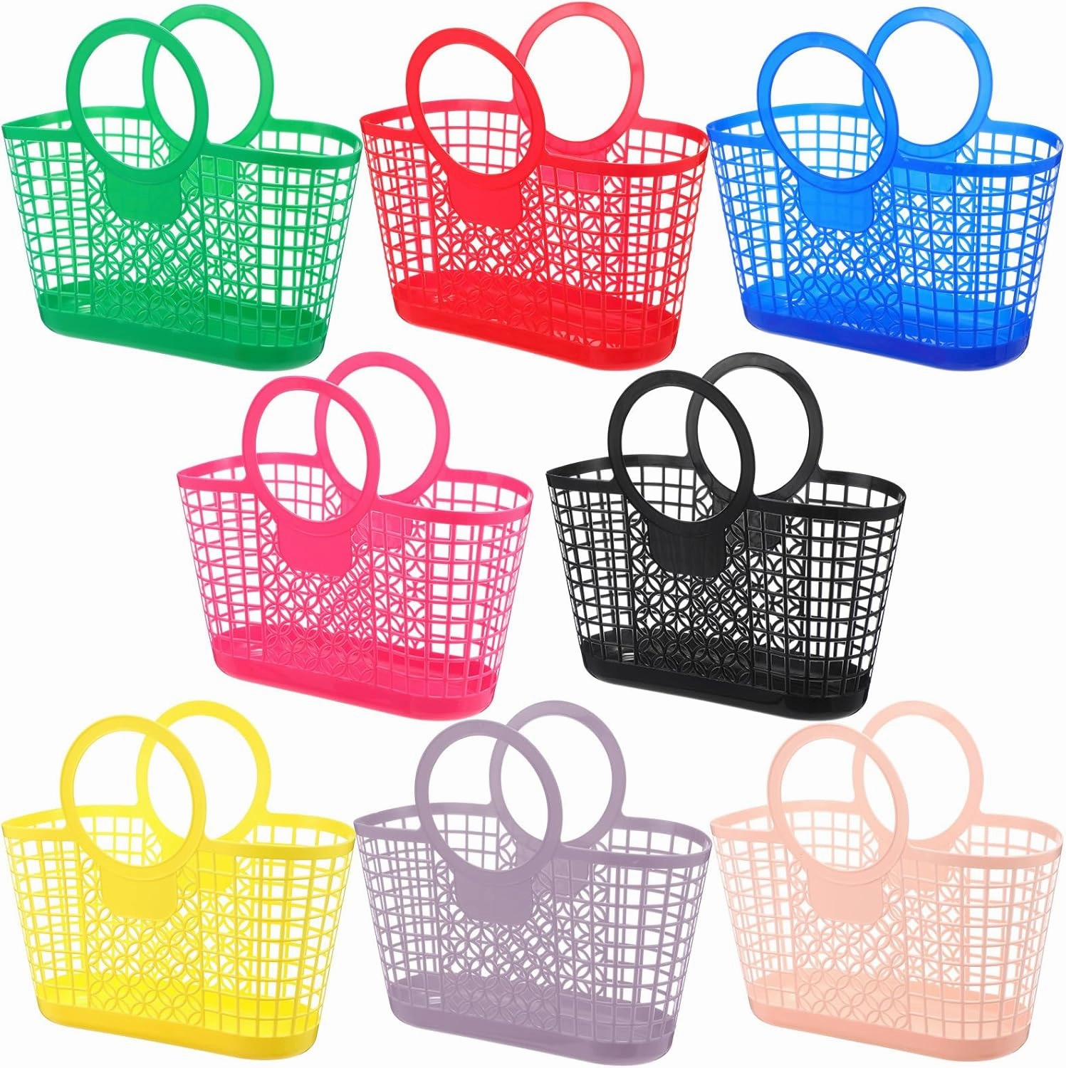 8 Pcs Jelly Purse Bags Jelly Basket Women Reusable Beach Handbags Plastic Colored Beach Tote Gift Basket for Summer Hawaii Easter Party Favor, 8 Colors