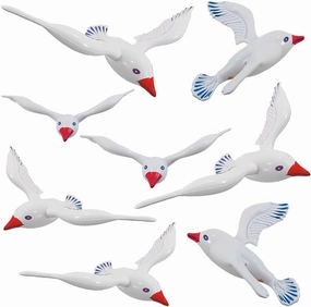 8Pcs Large Realistic Seagull Balloons Flying Seagull Inflatable Toy Blow Up Summer Beach Bird Balloons Flying Swimming Pool Outdoor Hawaiian Pool Party Decorations