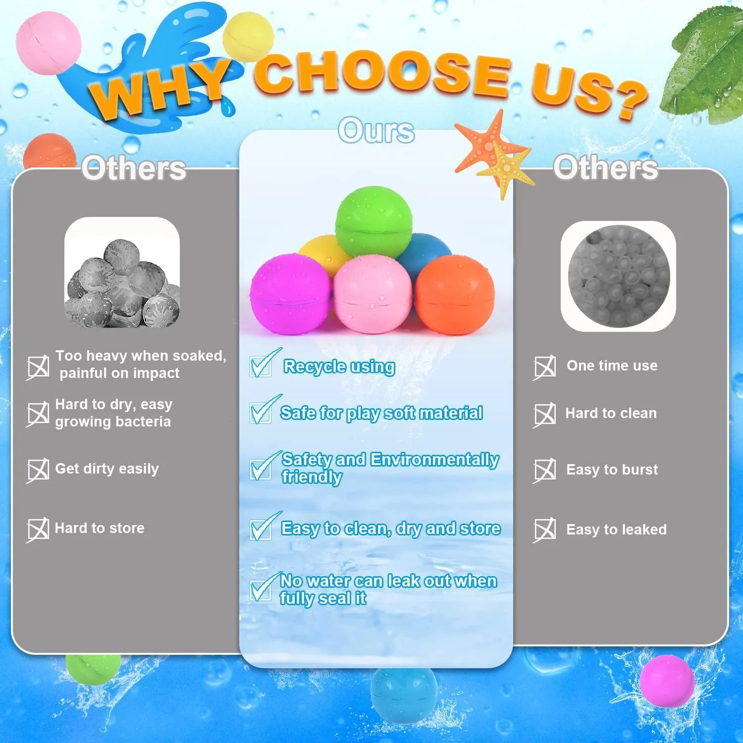 98K Reusable Water Balloons 12Pcs with Mesh Bag, Self Sealing Silicone Ball Latex-Free, No Clean Hassle, Easy to Fill, Summer Toys Water Toy Swimming Pool Beach Park Yard Outdoor Games Party Supplies