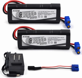 (2-Pack) 7.4V 1300mAh 6-Cell NiMH Rechargeable Battery with EC3 Connector, Compatible with Mini RC Cars, High-Performance Vehicles, and Racing Models, DYNB2473