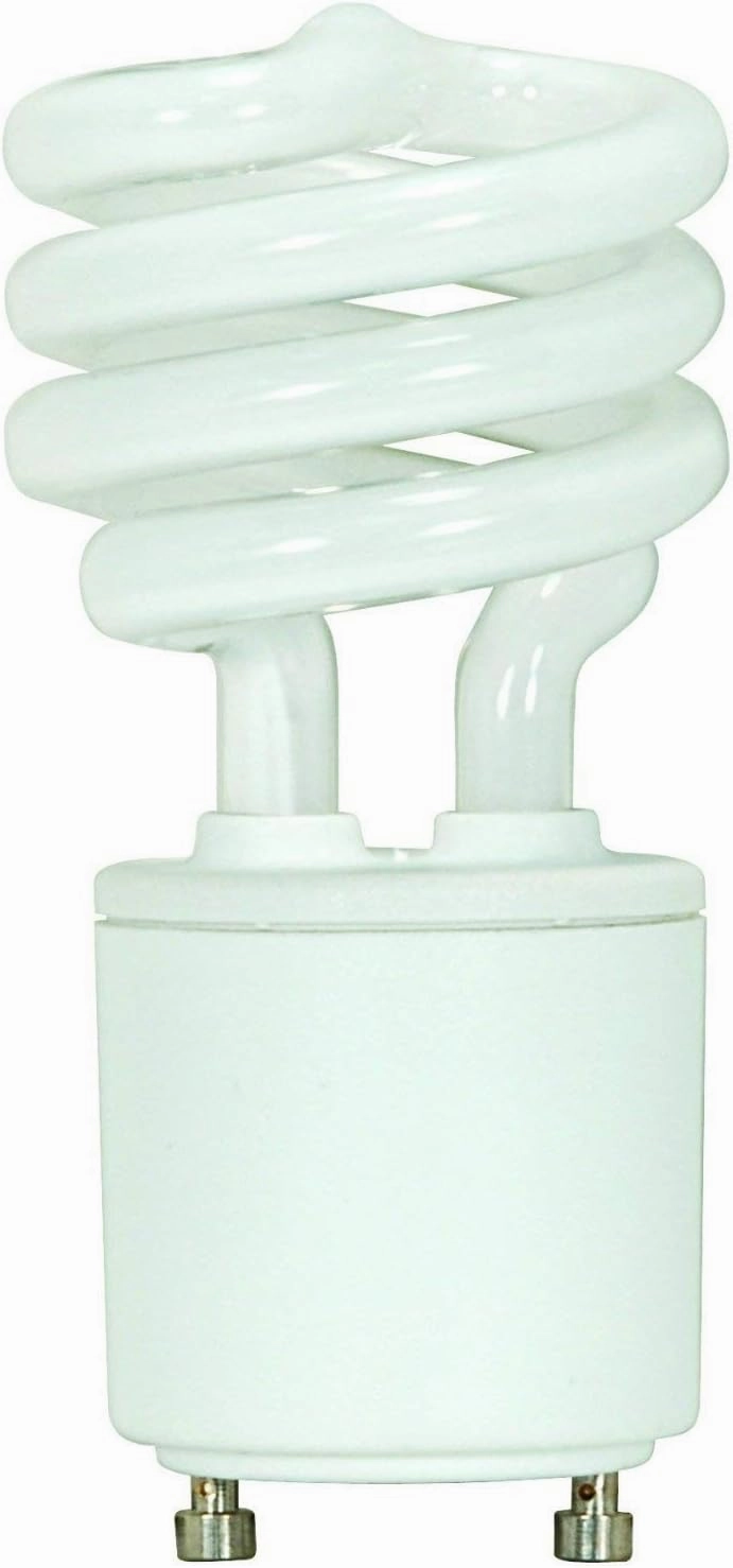 (2-Pack) Satco S8208 13-Watt 4100K GU24 Base Mini Spiral Compact Fluorescent Lamp, 60W Equal2