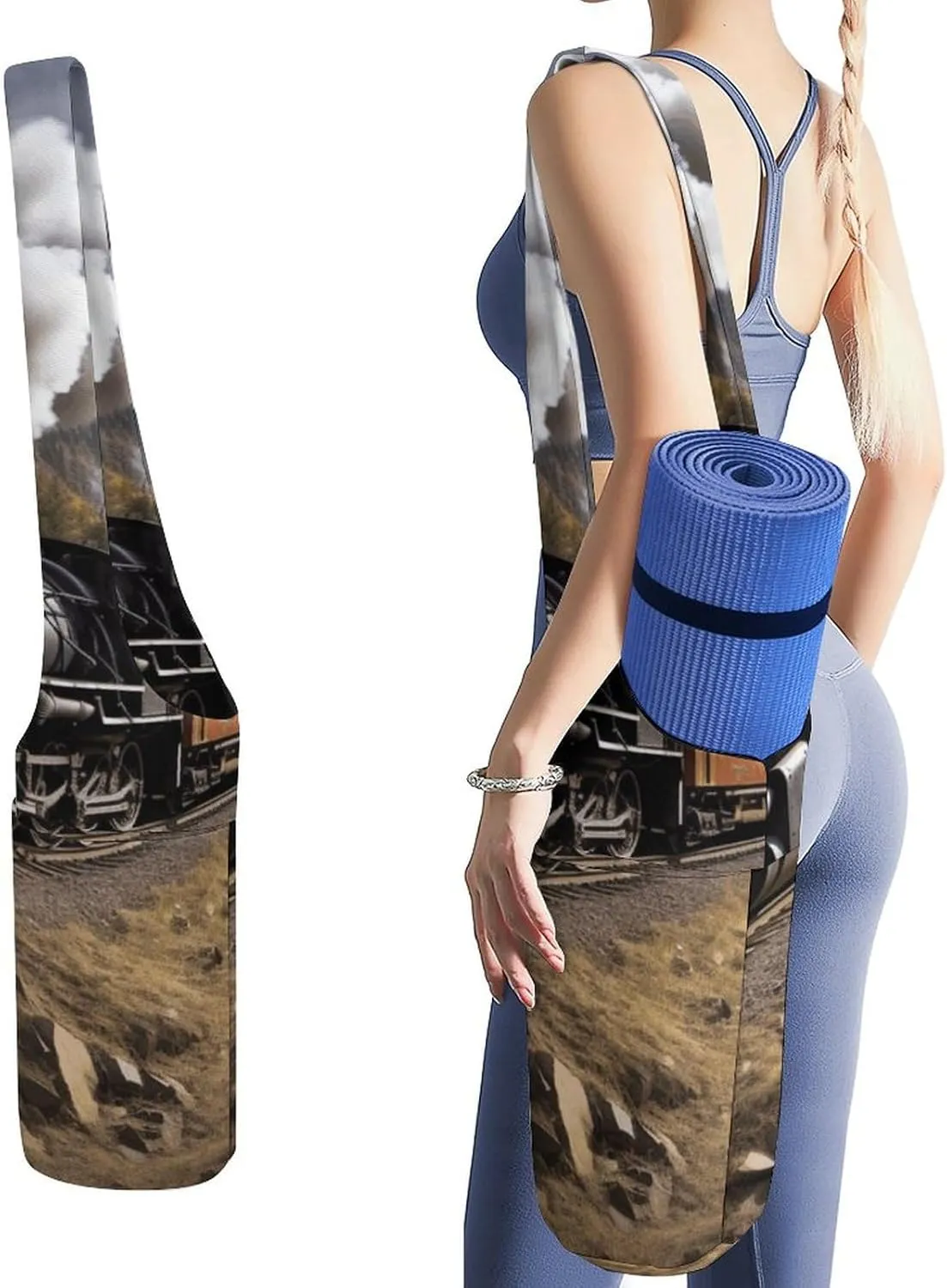 A Gym Artifact, The Canvas Steam Locomotive Train Printed Yoga Storage Bag Is Durable, Wear-resistant And Does Not Strangle Shoulders. It Is Suitable for Both Men And Women