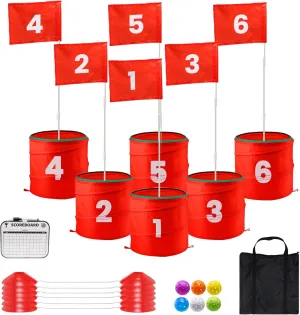 A11N SPORTS Finchley Backyard Golf Chipping Game | Portable 9 or 6 Holes Yard Golf Course for Outdoor, Lawn, Beach, Park | Golf Gifts for Men Women