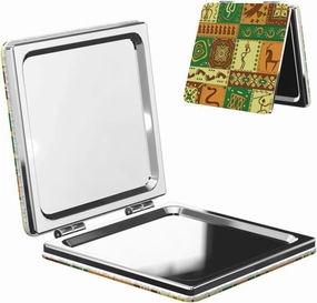 African Pattern Women Handheld Makeup Mirror Portable Compact Mirror Folding Mini Cosmetic Mirror