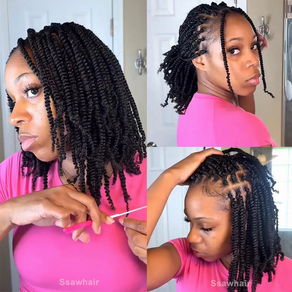 Afro Kinky Curly Human Hair Bulk Springy Twist Hair Extensions For Twist Braiding Locs Hair Pre-Separated Springy Afro Twist Human Hair Extensions 18 Inch 100g