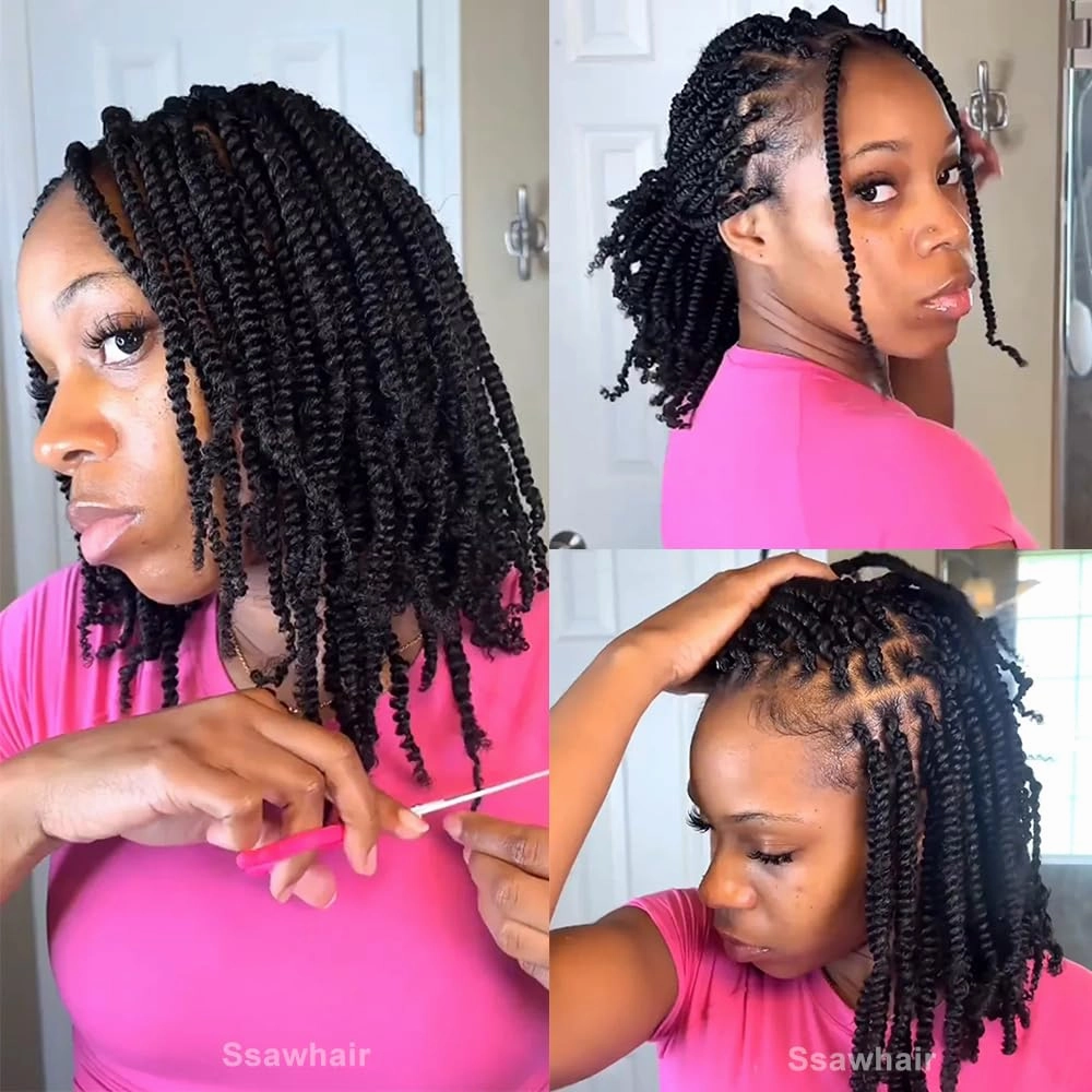 Afro Kinky Curly Human Hair Bulk Springy Twist Hair Extensions For Twist Braiding Locs Hair Pre-Separated Springy Afro Twist Human Hair Extensions 18 Inch 200g