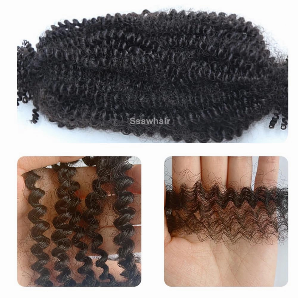 Afro Kinky Curly Human Hair Bulk Springy Twist Hair Extensions For Twist Braiding Locs Hair Pre-Separated Springy Afro Twist Human Hair Extensions 18 Inch 200g